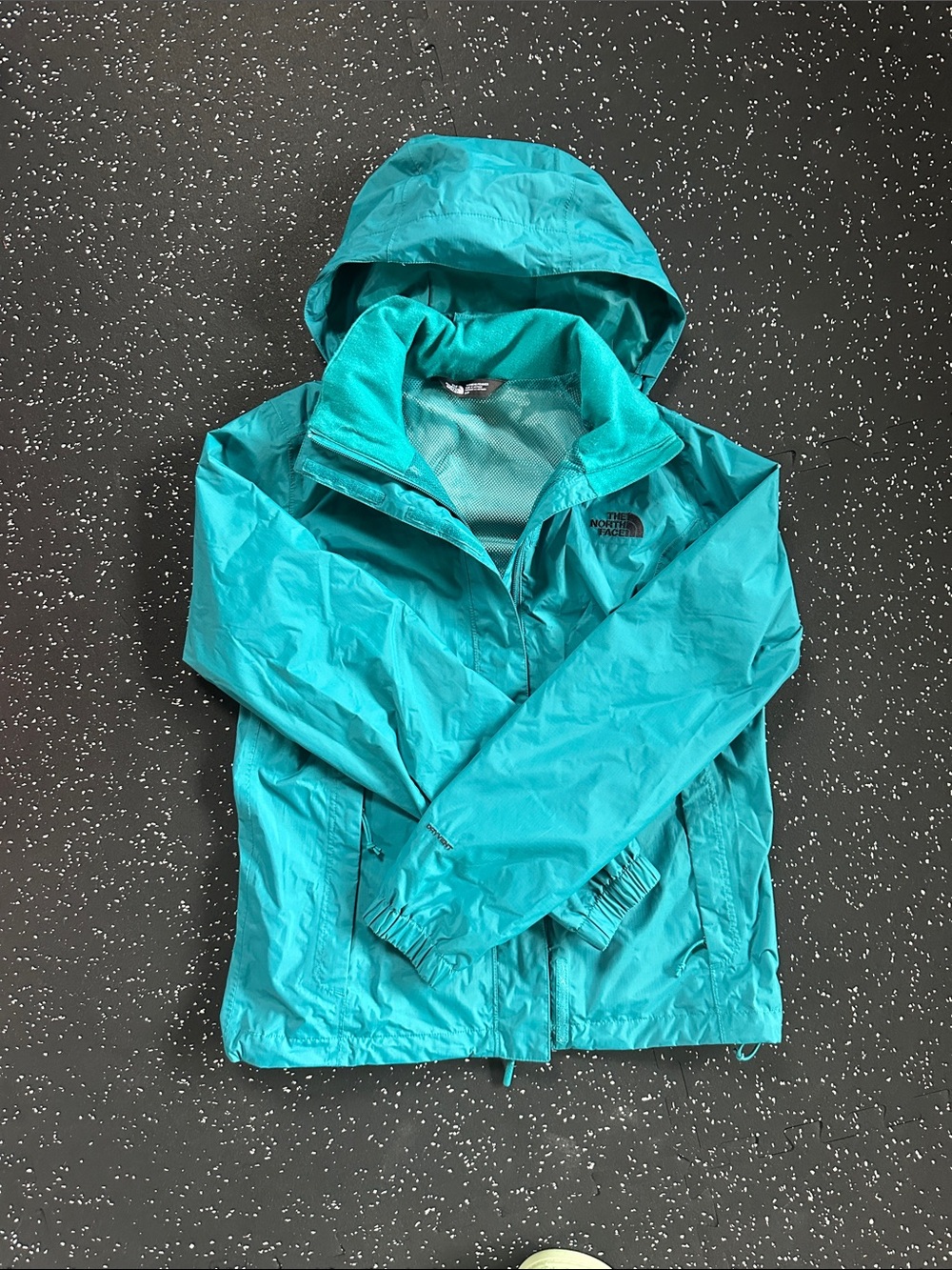 The North Face Women/Girls Teal Hooded light Rain Jacket